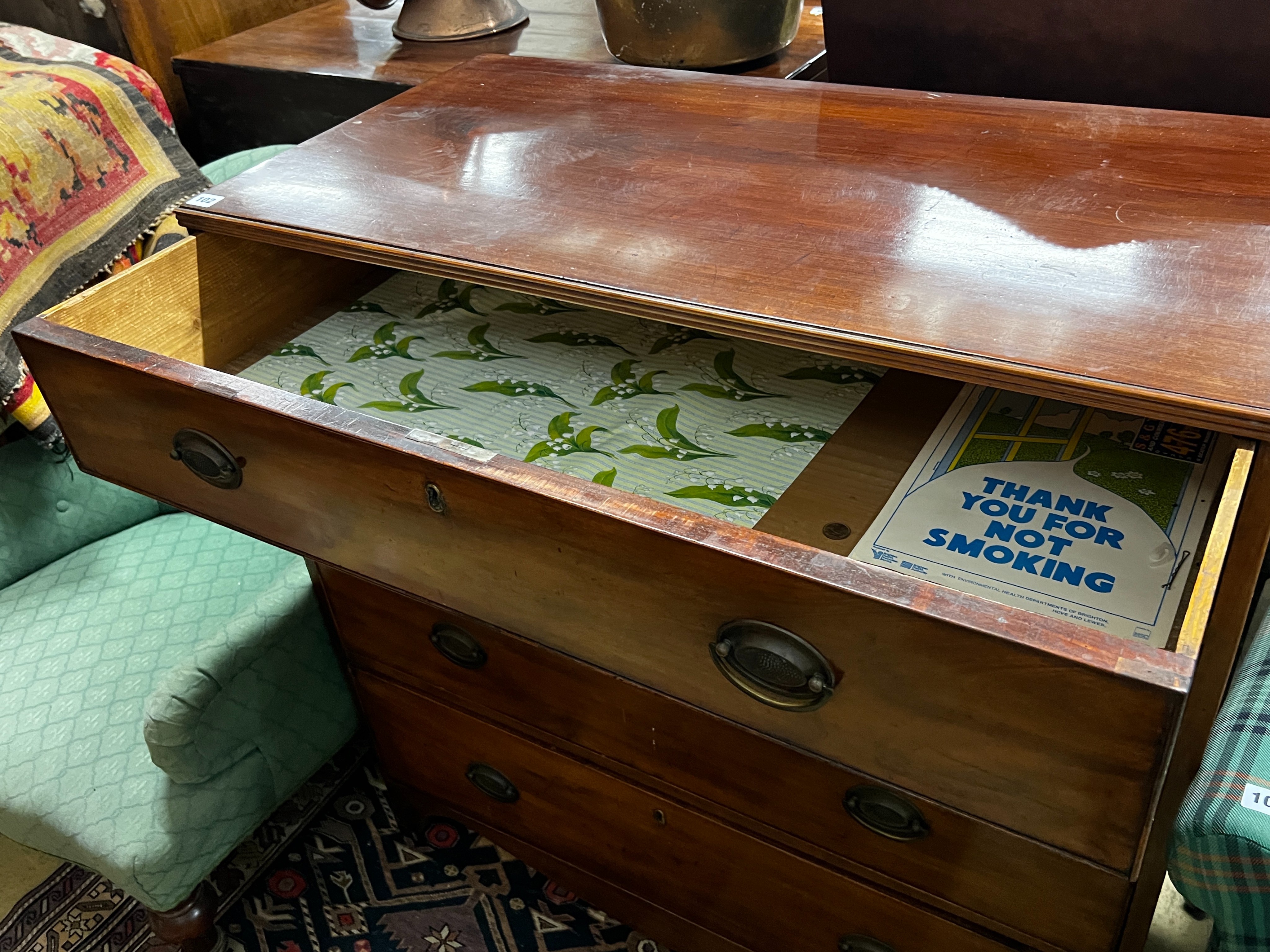 A George IV mahogany chest of drawers width 96cm, depth 50cm, height 97cm.